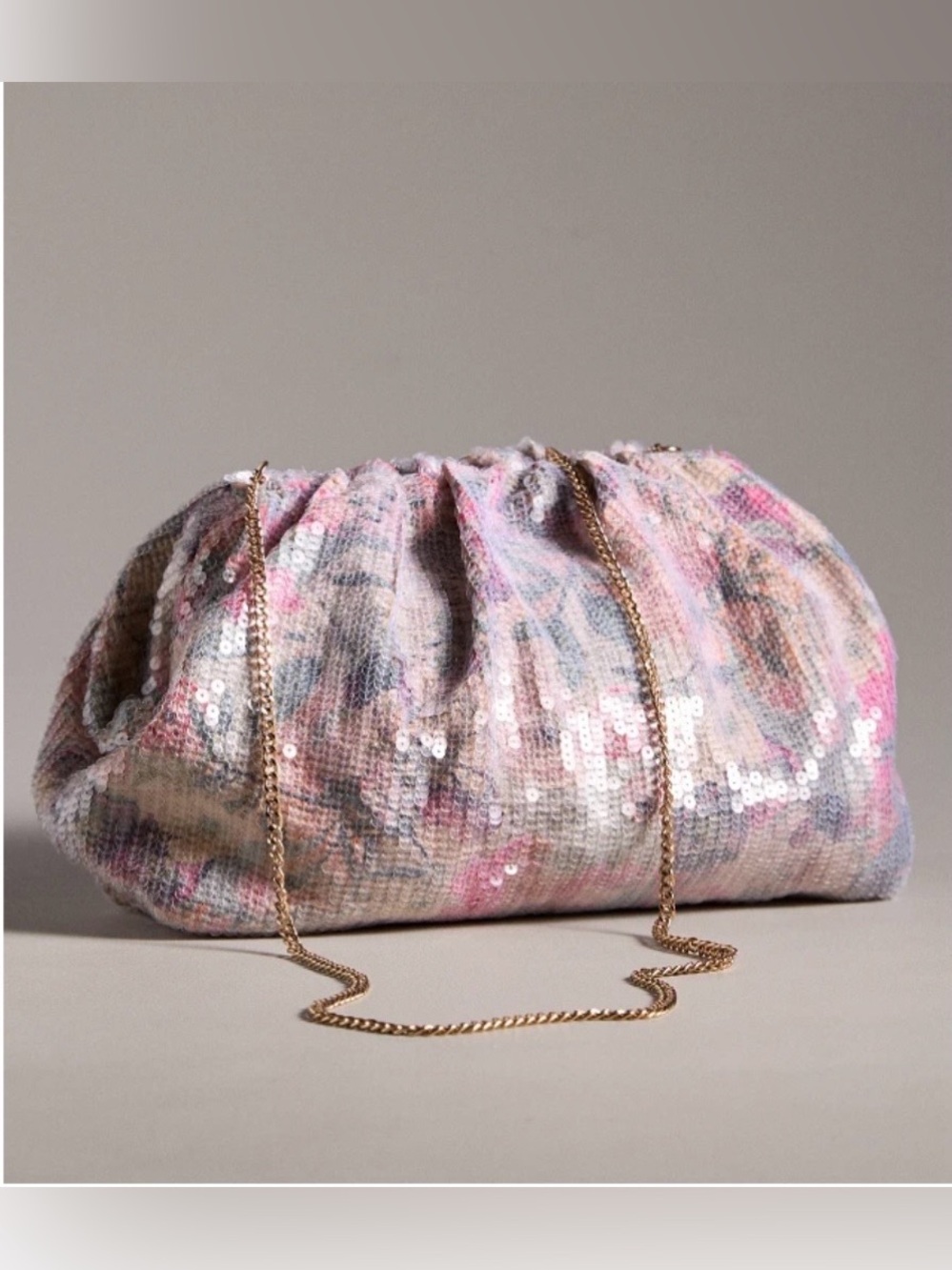 Anthropologie The Frankie Floral Beaded Clutch Blurred Prints Edition Multicolor
